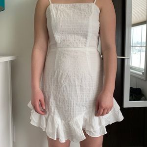 White mini ruffle dress
